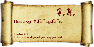 Heszky Mátyás névjegykártya